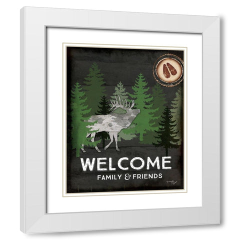 Welcome Family and Friends White Modern Wood Framed Art Print with Double Matting by Pugh, Jennifer