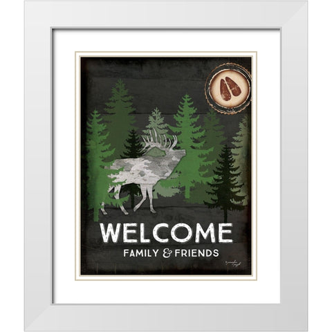 Welcome Family and Friends White Modern Wood Framed Art Print with Double Matting by Pugh, Jennifer