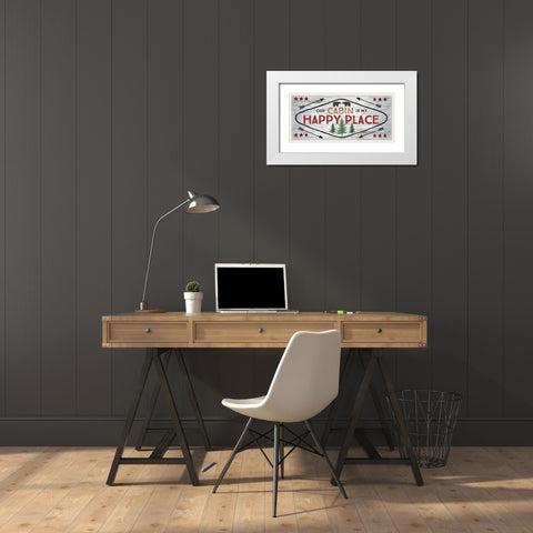 Our Cabin is My Happy Place White Modern Wood Framed Art Print with Double Matting by Pugh, Jennifer