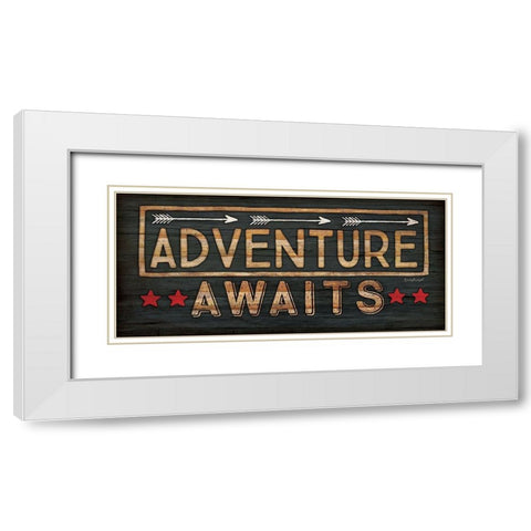 Adventure Awaits White Modern Wood Framed Art Print with Double Matting by Pugh, Jennifer