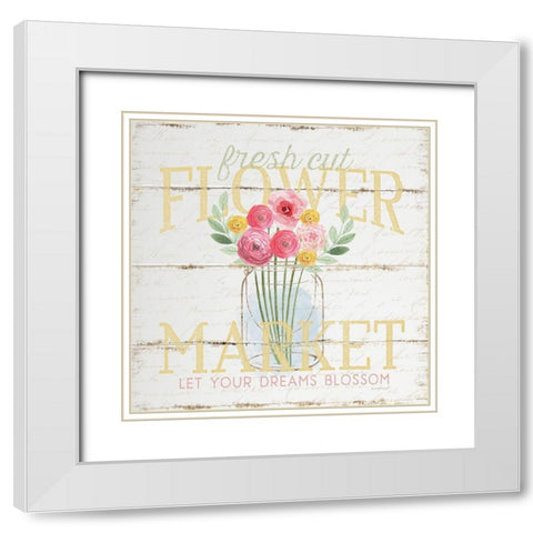 Flower Market White Modern Wood Framed Art Print with Double Matting by Pugh, Jennifer