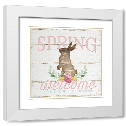 Spring Welcome White Modern Wood Framed Art Print with Double Matting by Pugh, Jennifer