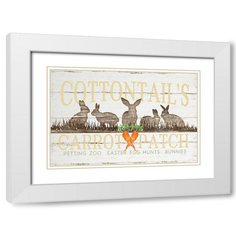 Cottontails Carrot Patch White Modern Wood Framed Art Print with Double Matting by Pugh, Jennifer