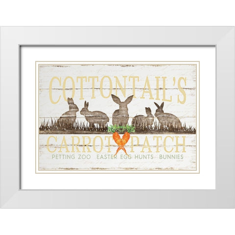 Cottontails Carrot Patch White Modern Wood Framed Art Print with Double Matting by Pugh, Jennifer