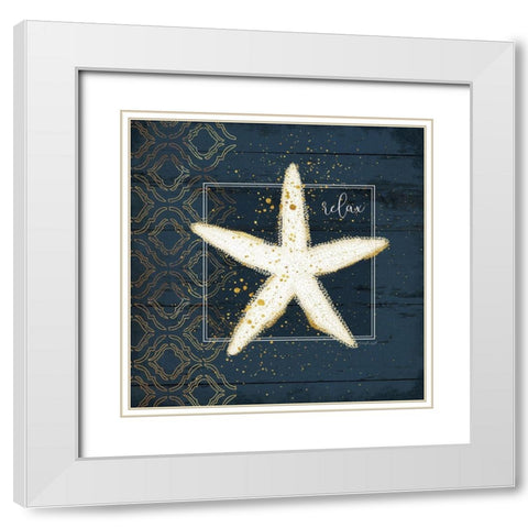 Relax Starfish White Modern Wood Framed Art Print with Double Matting by Pugh, Jennifer