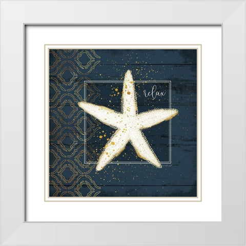 Relax Starfish White Modern Wood Framed Art Print with Double Matting by Pugh, Jennifer