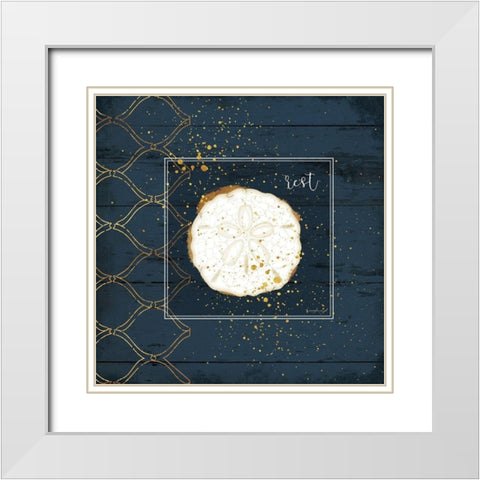 Rest Sanddollar White Modern Wood Framed Art Print with Double Matting by Pugh, Jennifer