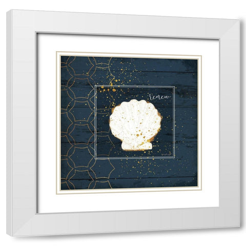 Renew Shell White Modern Wood Framed Art Print with Double Matting by Pugh, Jennifer