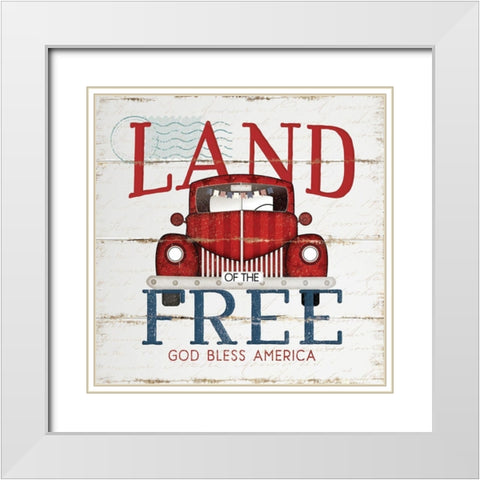 Land of the Free White Modern Wood Framed Art Print with Double Matting by Pugh, Jennifer