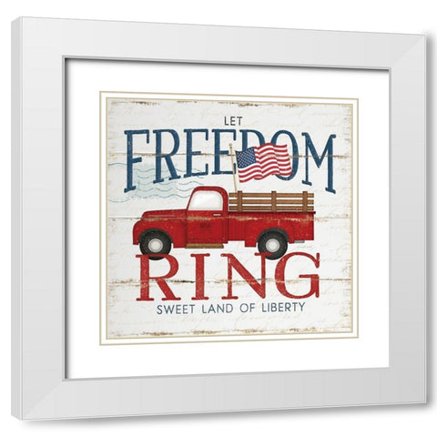 Let Freedom Ring White Modern Wood Framed Art Print with Double Matting by Pugh, Jennifer