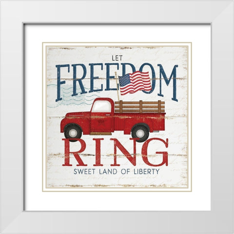 Let Freedom Ring White Modern Wood Framed Art Print with Double Matting by Pugh, Jennifer