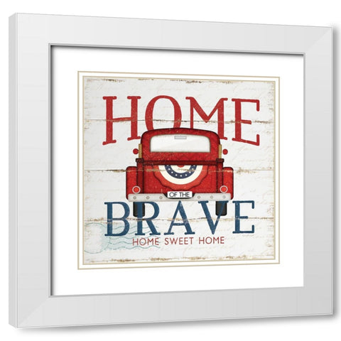 Home of the Brave White Modern Wood Framed Art Print with Double Matting by Pugh, Jennifer