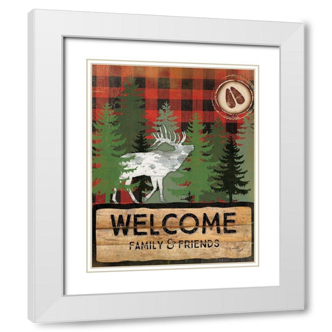 Cabin Welcome Plaid I White Modern Wood Framed Art Print with Double Matting by Pugh, Jennifer