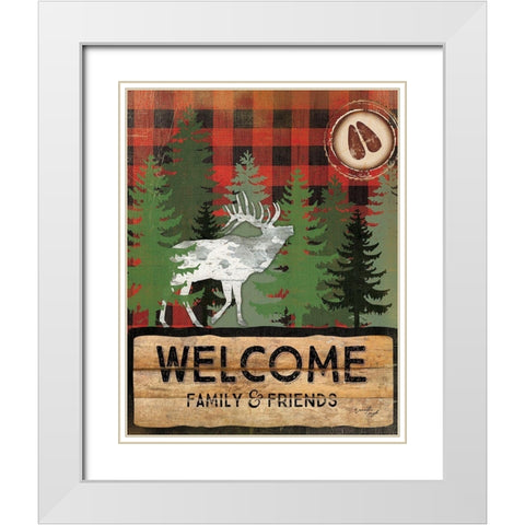 Cabin Welcome Plaid I White Modern Wood Framed Art Print with Double Matting by Pugh, Jennifer