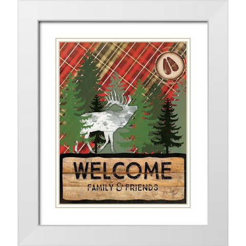 Cabin Welcome Plaid II White Modern Wood Framed Art Print with Double Matting by Pugh, Jennifer