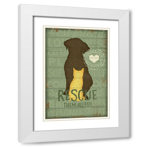 Rescue Them All White Modern Wood Framed Art Print with Double Matting by Pugh, Jennifer