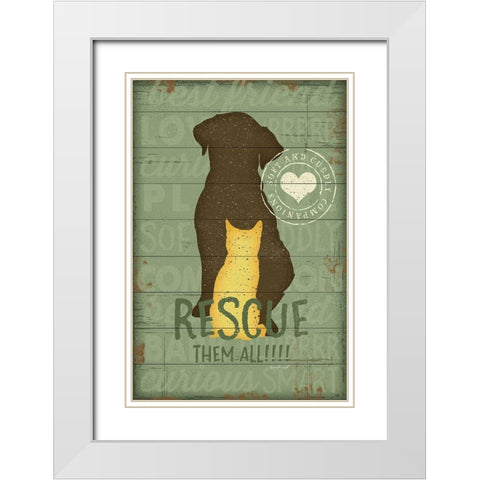 Rescue Them All White Modern Wood Framed Art Print with Double Matting by Pugh, Jennifer