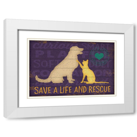 Save a Life Rescue White Modern Wood Framed Art Print with Double Matting by Pugh, Jennifer