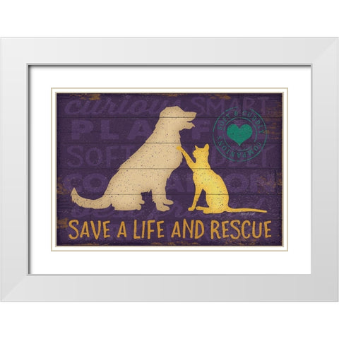 Save a Life Rescue White Modern Wood Framed Art Print with Double Matting by Pugh, Jennifer
