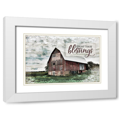 Count Your Blessings White Modern Wood Framed Art Print with Double Matting by Pugh, Jennifer