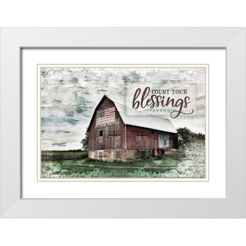 Count Your Blessings White Modern Wood Framed Art Print with Double Matting by Pugh, Jennifer