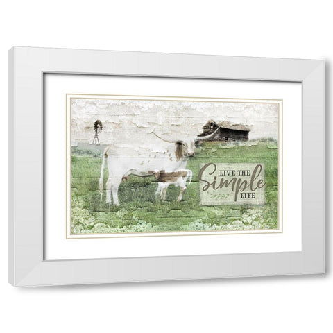 Live the Simple Life White Modern Wood Framed Art Print with Double Matting by Pugh, Jennifer