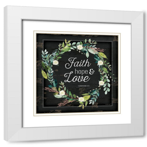 Faith, Hope and Love White Modern Wood Framed Art Print with Double Matting by Pugh, Jennifer