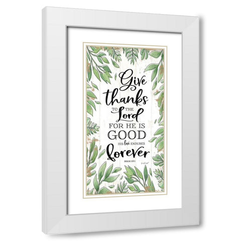 Give Thanks to the Lord White Modern Wood Framed Art Print with Double Matting by Pugh, Jennifer