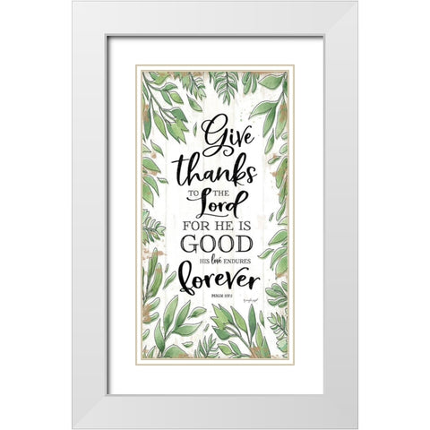 Give Thanks to the Lord White Modern Wood Framed Art Print with Double Matting by Pugh, Jennifer