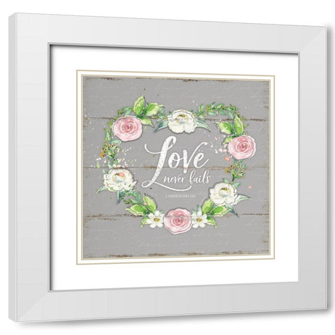 Love Wreath - Gray White Modern Wood Framed Art Print with Double Matting by Pugh, Jennifer