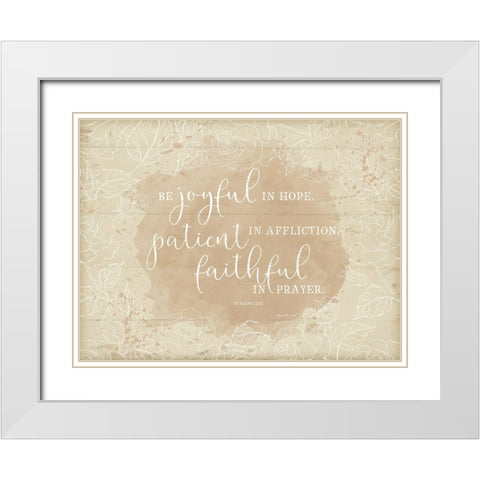 Be Joyful Romans II White Modern Wood Framed Art Print with Double Matting by Pugh, Jennifer