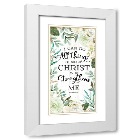 I Can Do All Things Through Christ II White Modern Wood Framed Art Print with Double Matting by Pugh, Jennifer