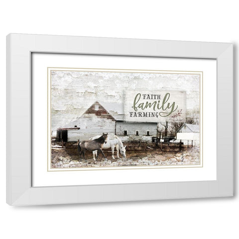 Faith, Family, Farming White Modern Wood Framed Art Print with Double Matting by Pugh, Jennifer
