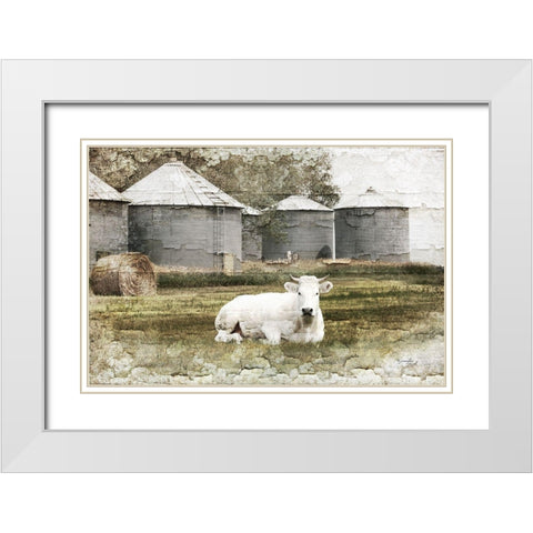 White Cow White Modern Wood Framed Art Print with Double Matting by Pugh, Jennifer