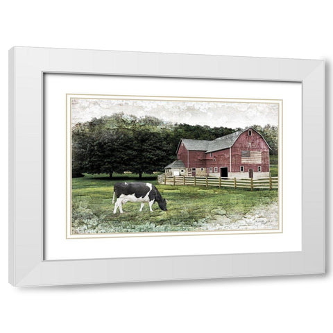 Cow White Modern Wood Framed Art Print with Double Matting by Pugh, Jennifer