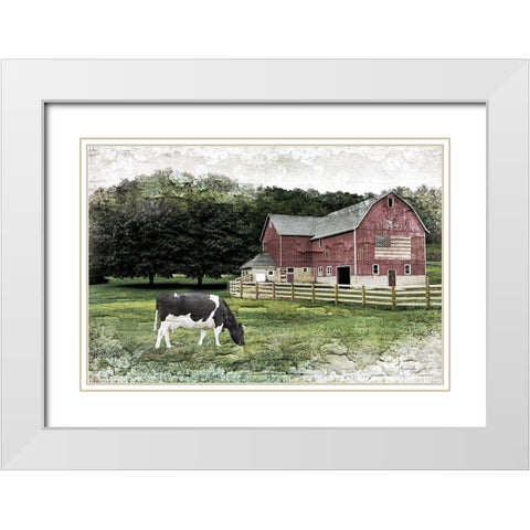 Cow White Modern Wood Framed Art Print with Double Matting by Pugh, Jennifer