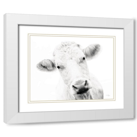 Cow IV White Modern Wood Framed Art Print with Double Matting by Pugh, Jennifer