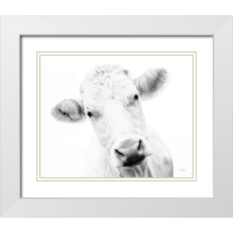 Cow IV White Modern Wood Framed Art Print with Double Matting by Pugh, Jennifer