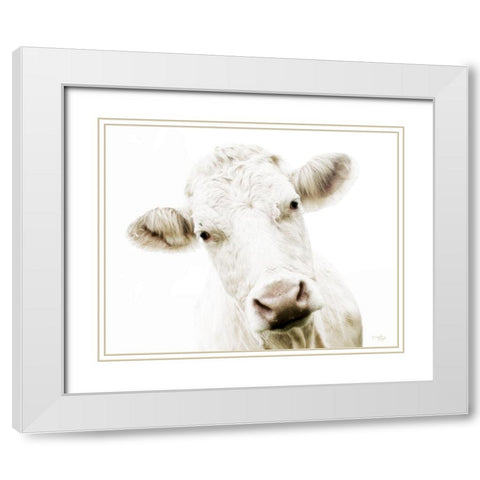 Cow V White Modern Wood Framed Art Print with Double Matting by Pugh, Jennifer