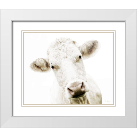 Cow V White Modern Wood Framed Art Print with Double Matting by Pugh, Jennifer