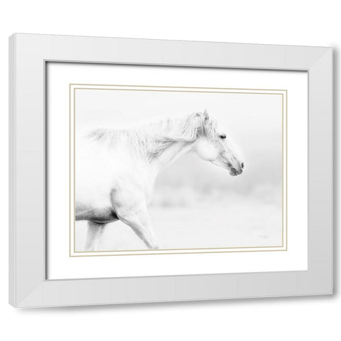 Horse White Modern Wood Framed Art Print with Double Matting by Pugh, Jennifer