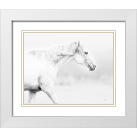 Horse White Modern Wood Framed Art Print with Double Matting by Pugh, Jennifer