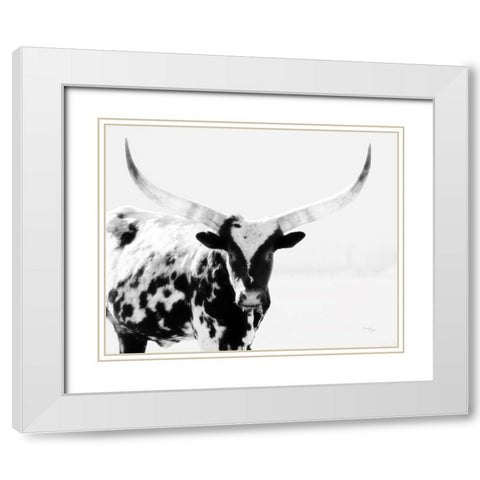 Longhorn II White Modern Wood Framed Art Print with Double Matting by Pugh, Jennifer