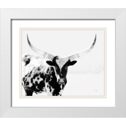 Longhorn II White Modern Wood Framed Art Print with Double Matting by Pugh, Jennifer