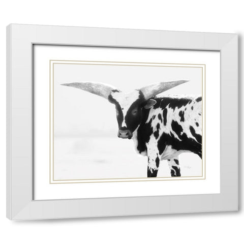 Longhorn III White Modern Wood Framed Art Print with Double Matting by Pugh, Jennifer
