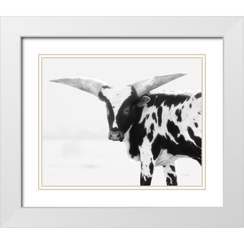 Longhorn III White Modern Wood Framed Art Print with Double Matting by Pugh, Jennifer