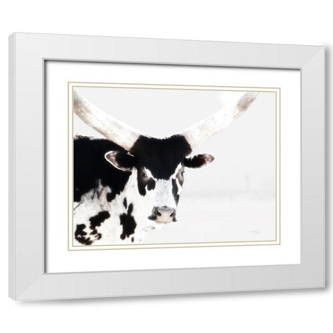 Longhorn IV White Modern Wood Framed Art Print with Double Matting by Pugh, Jennifer