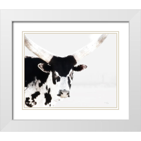 Longhorn IV White Modern Wood Framed Art Print with Double Matting by Pugh, Jennifer