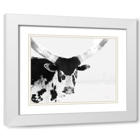 Longhorn V White Modern Wood Framed Art Print with Double Matting by Pugh, Jennifer