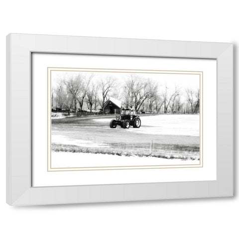 Tractor White Modern Wood Framed Art Print with Double Matting by Pugh, Jennifer